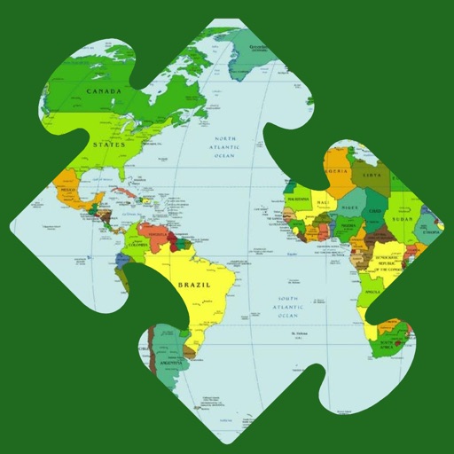 World Map Puzzle with Continents Free Icon
