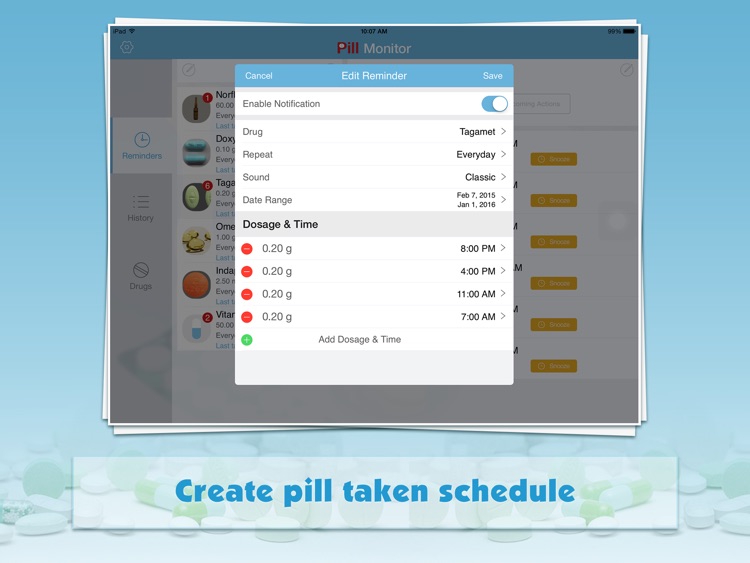 Pill Monitor for iPad - Medication Reminder & Log