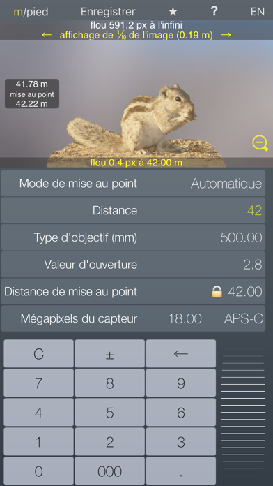 Screenshot #2 pour Focus calculateur hyperfocale profondeur champ