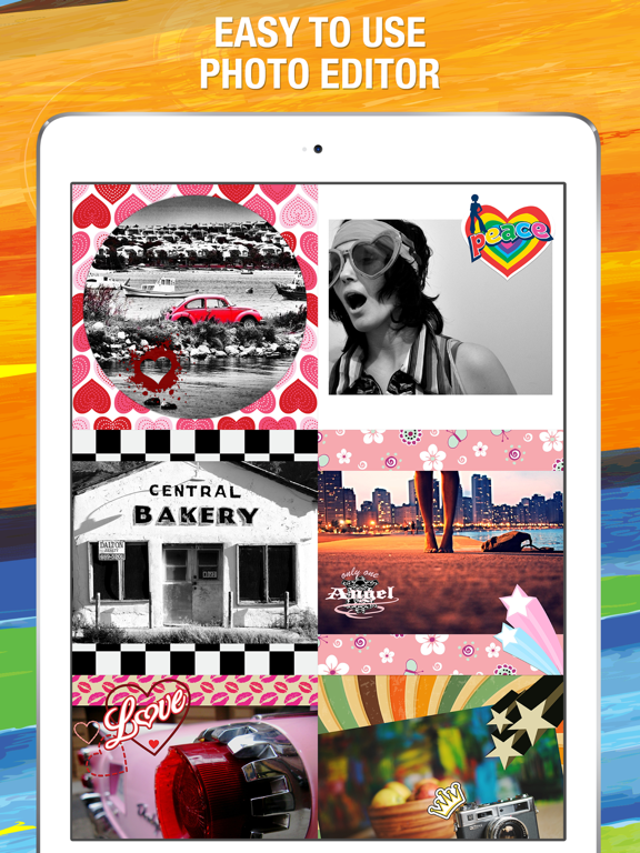 After Color - Easiest way to layout full size photo to Instagram with colorful border and stickers. iPad screenshot