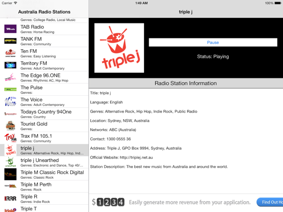 Australia Radio Live iPad screenshot