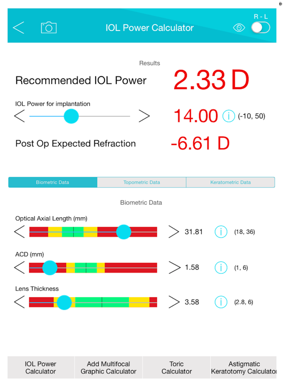 Panacea IOL & Toric Calculator iPad screenshot 5 - Medical app