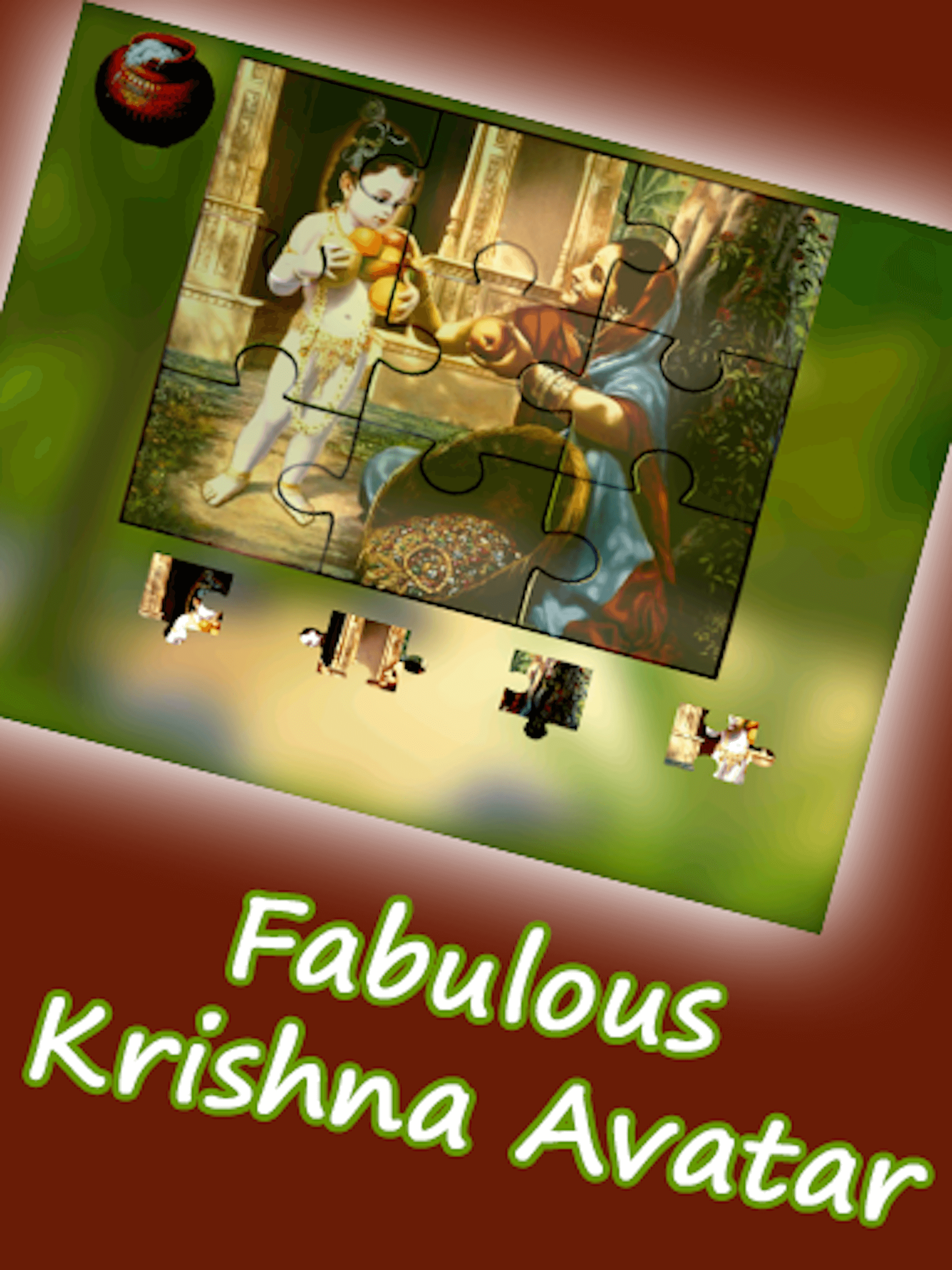 Little Krishna jighsaw puzzle free game for kids - the hindu divine god krishna lila