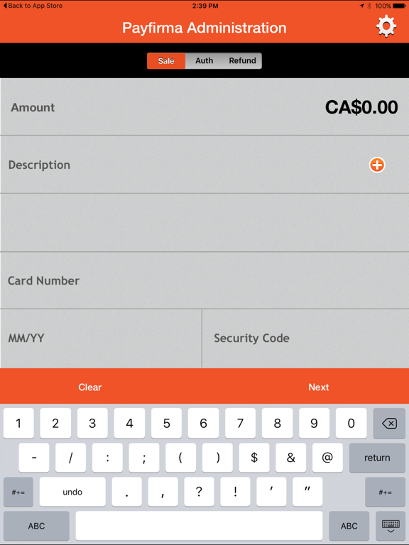 Payfirma MobileHQ iPad screenshot
