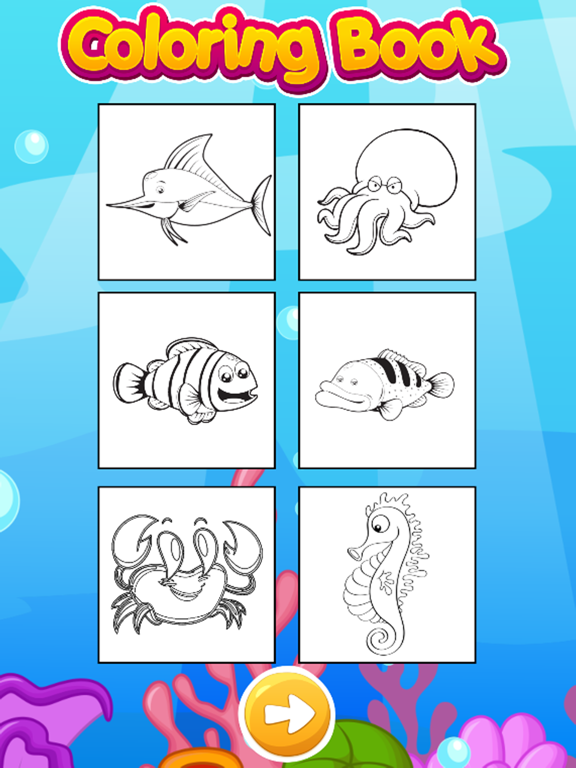 Ocean Animals Coloring Book for Children HD iPad screenshot