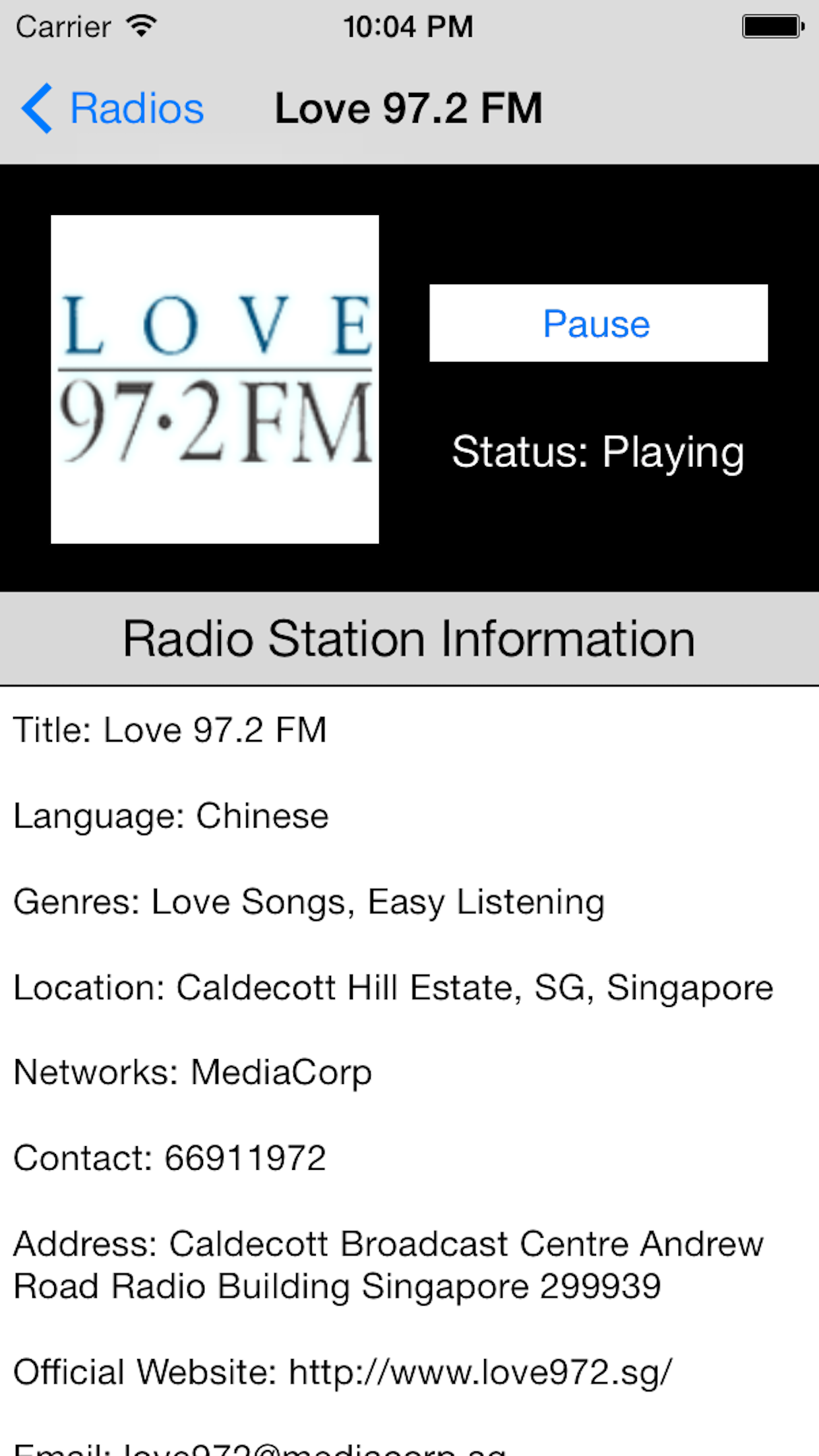 Singapore Radio Live Player (新加坡电台 / 電台) screenshot 4