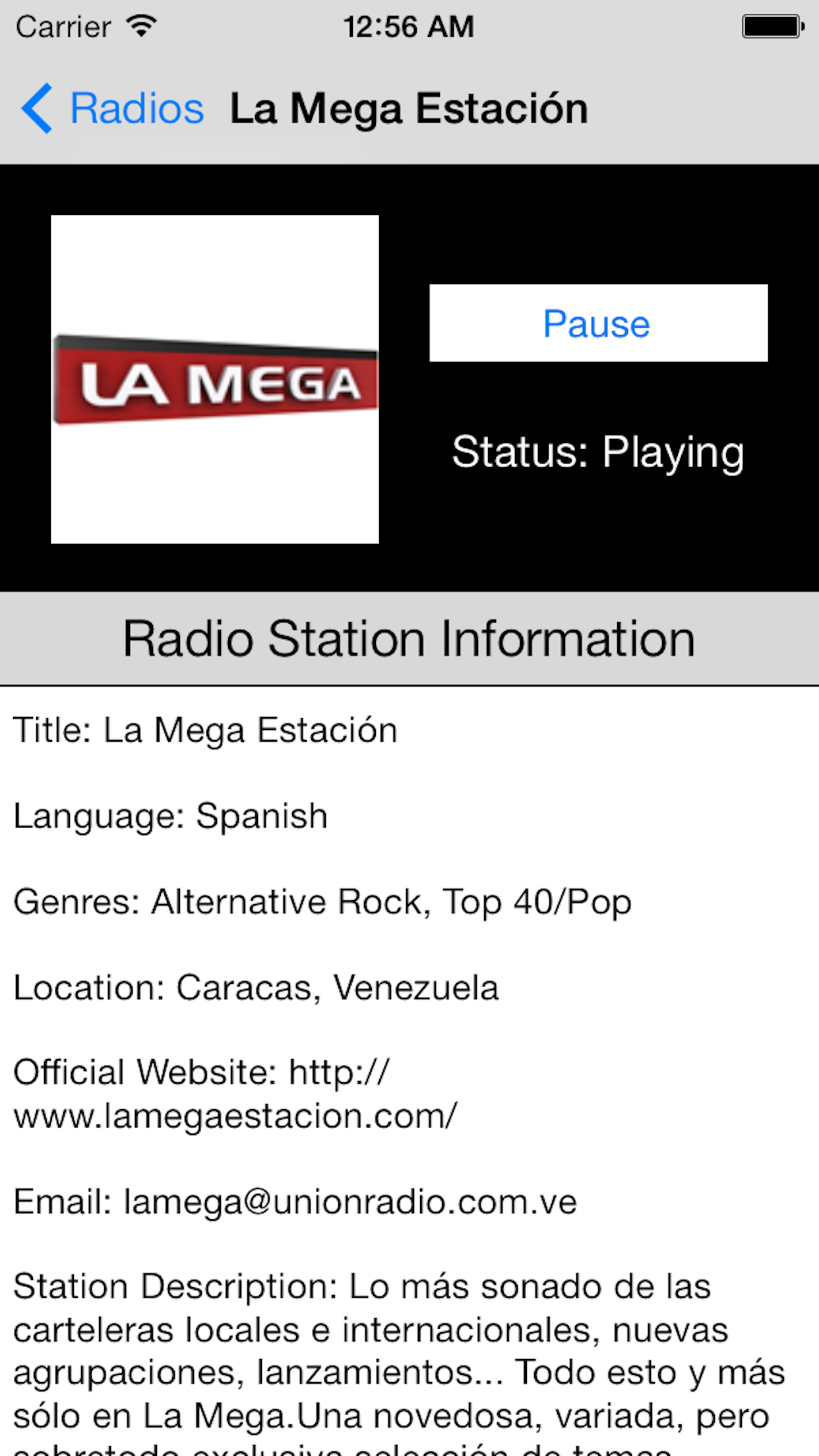 Venezuela Radio Live Player (Caracas / Spanish / español)