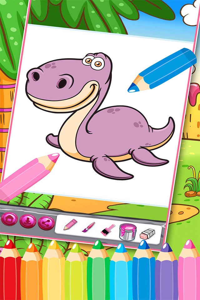 The Cute dinosaur Coloring book ( Drawing Pages ) 2 - Learning & Education Games  Free and Good For activities Kindergarten Kids App screenshot 3