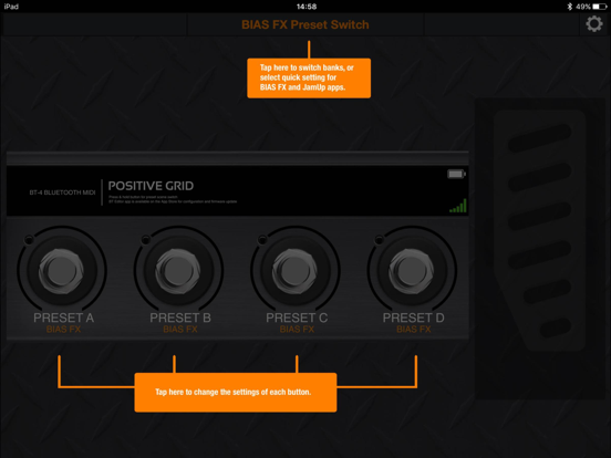 BT Bluetooth MIDI Pedal Editor iPad screenshot 5 - Music app