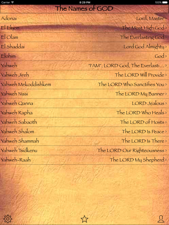 The Names of GOD iPad screenshot 1 - Book app