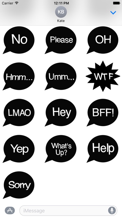 Black! Text and Emoji Stickers for iMessage