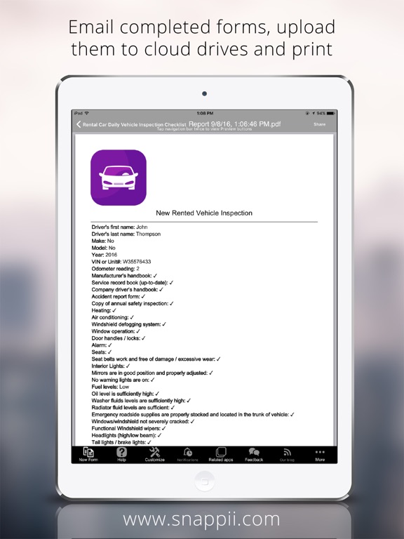 Screenshot #4 pour Rental Car Daily Vehicle Inspection Checklist