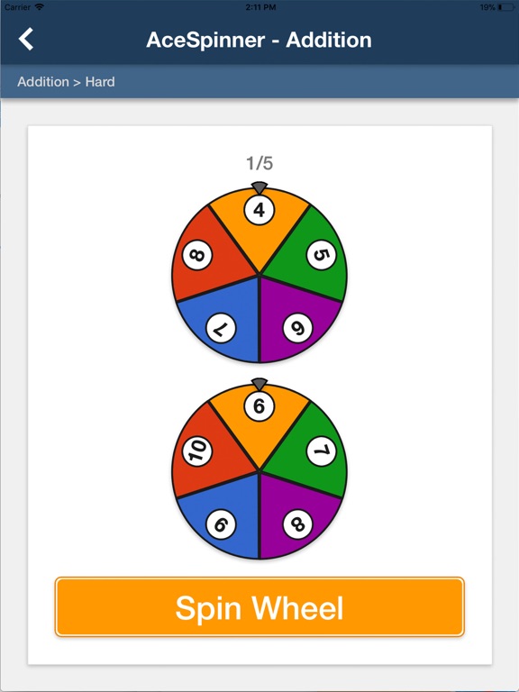 Screenshot #4 pour Ace Spinner Math Games Lite