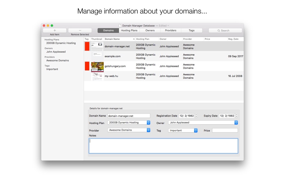 #1. Domain Manager (macOS) 由: My Web Kft.