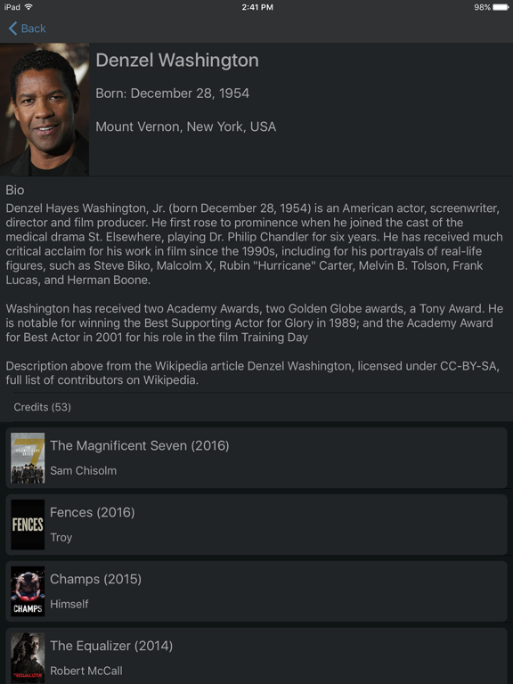 FilmFan iPad screenshot 4 - Entertainment app