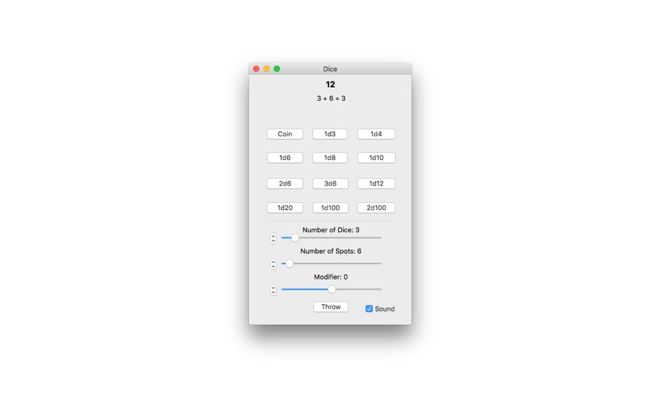 Dice (macOS) 由: Laurie Fleming Dice (macOS) 由: Laurie Fleming