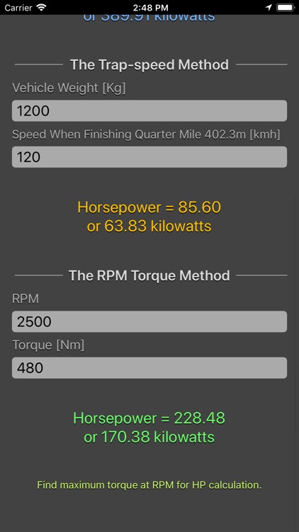 Engine Horsepower Calculator