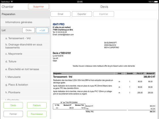 Screenshot #6 pour iBati Pro – app devis facture du bâtiment