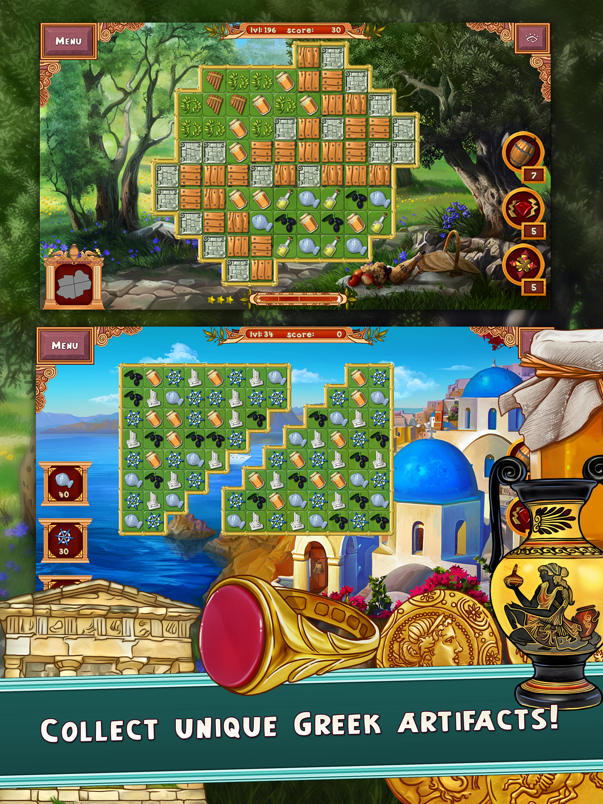 Travel Riddles: Trip To Greece - quest for Greek artifacts in a free matching puzzle game