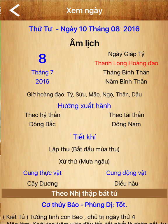 Lịch Vạn Sự 2016 - Xem ngày đẹp cưới hỏi, thời tiết iPad screenshot 2 - Lifestyle app