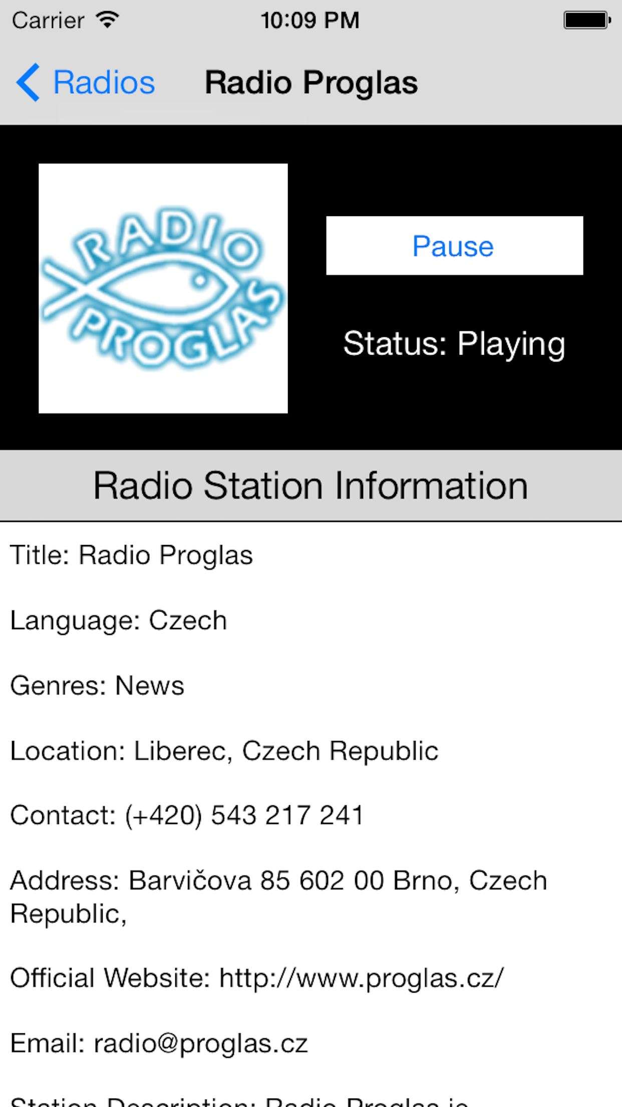 Czech Republic Radio Player (Česká republika rádio, čeština, Česko, Český) screenshot 5
