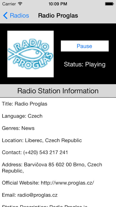 Czech Republic Radio Player (Česká republika rádio, čeština, Česko, Český) screenshot