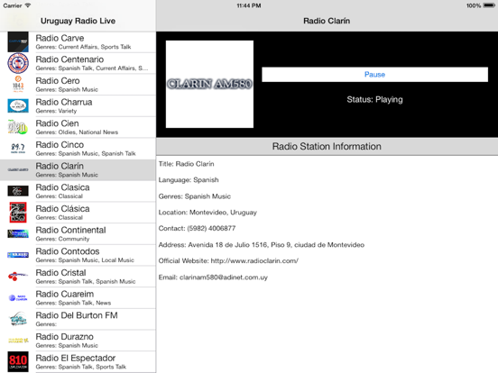 Uruguay Radio Live Player (Montevideo / Spanish / español) iPad screenshot