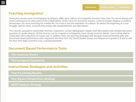 The New Immigrants iPad screenshot 4 - Education app