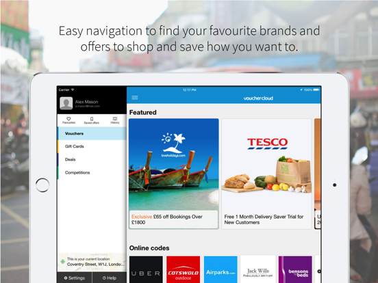 vouchercloud iPad app afbeelding 2