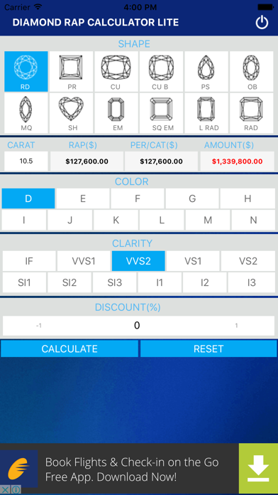 Diamond Rap Calculator Lite iPhone screenshot 4 - Business app