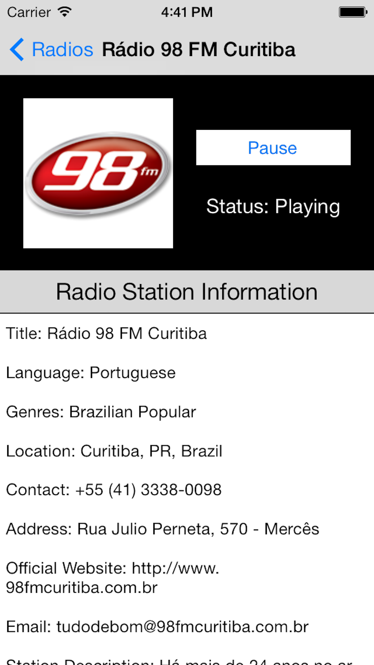 Brazil Radio Live Player (Brasília / Portuguese / português / Brasil rádio)
