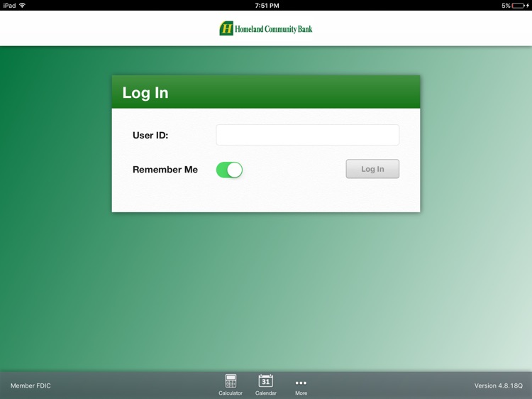 Homeland Community Bank for iPad