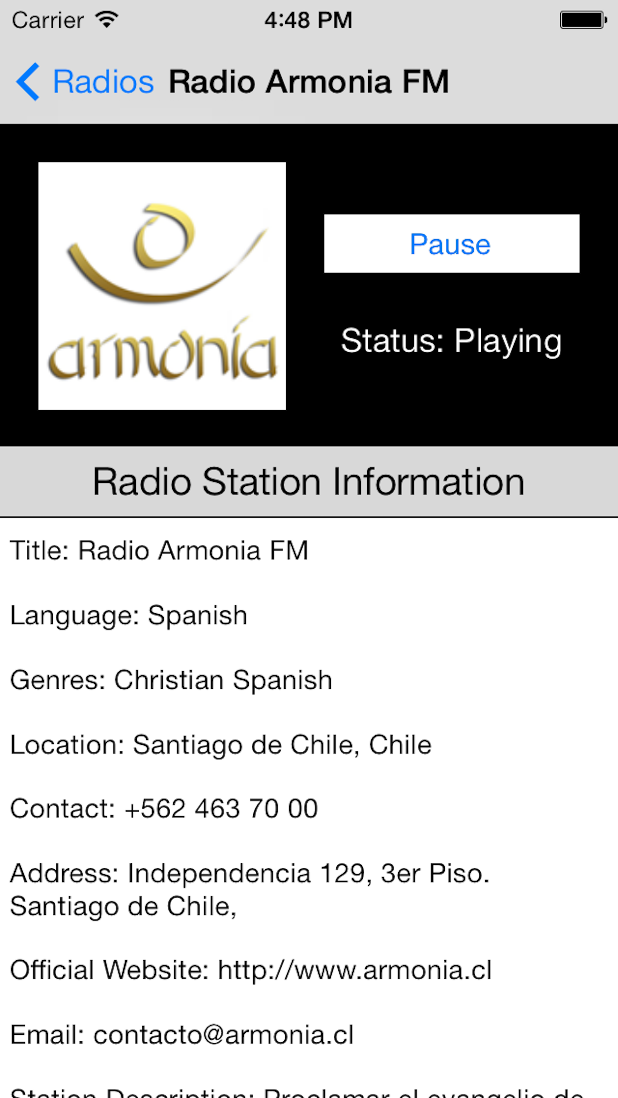 Chile Radio Live Player (Santiago / Spanish / español) screenshot 5