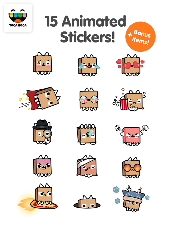 Toca Life Paper Bag Cat iPad screenshot 5 - Stickers app