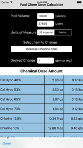 Pool Chemical Dose Calculator screenshot