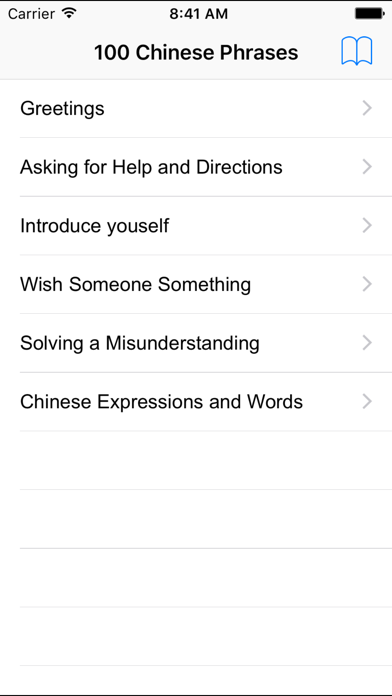 100 Chinese Phrases app screenshot
