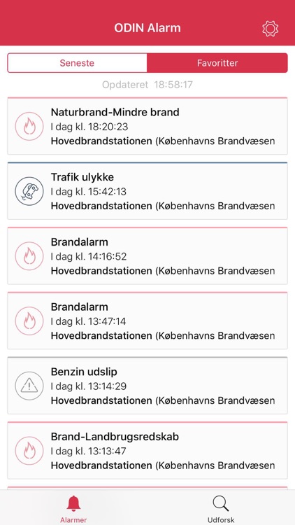 ODIN Alarm - 112 alarmer fra Beredskabsstyrelsen