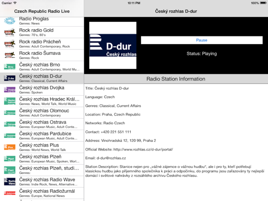 Czech Republic Radio Player (Česká republika rádio, čeština, Česko, Český) iPad screenshot