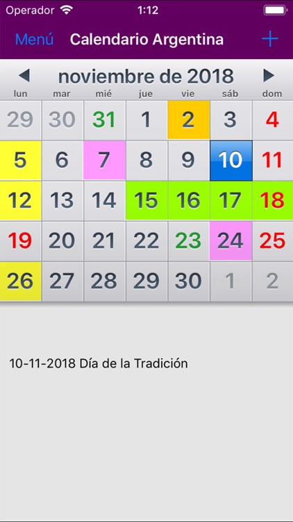 Calendario 2019 Argentina