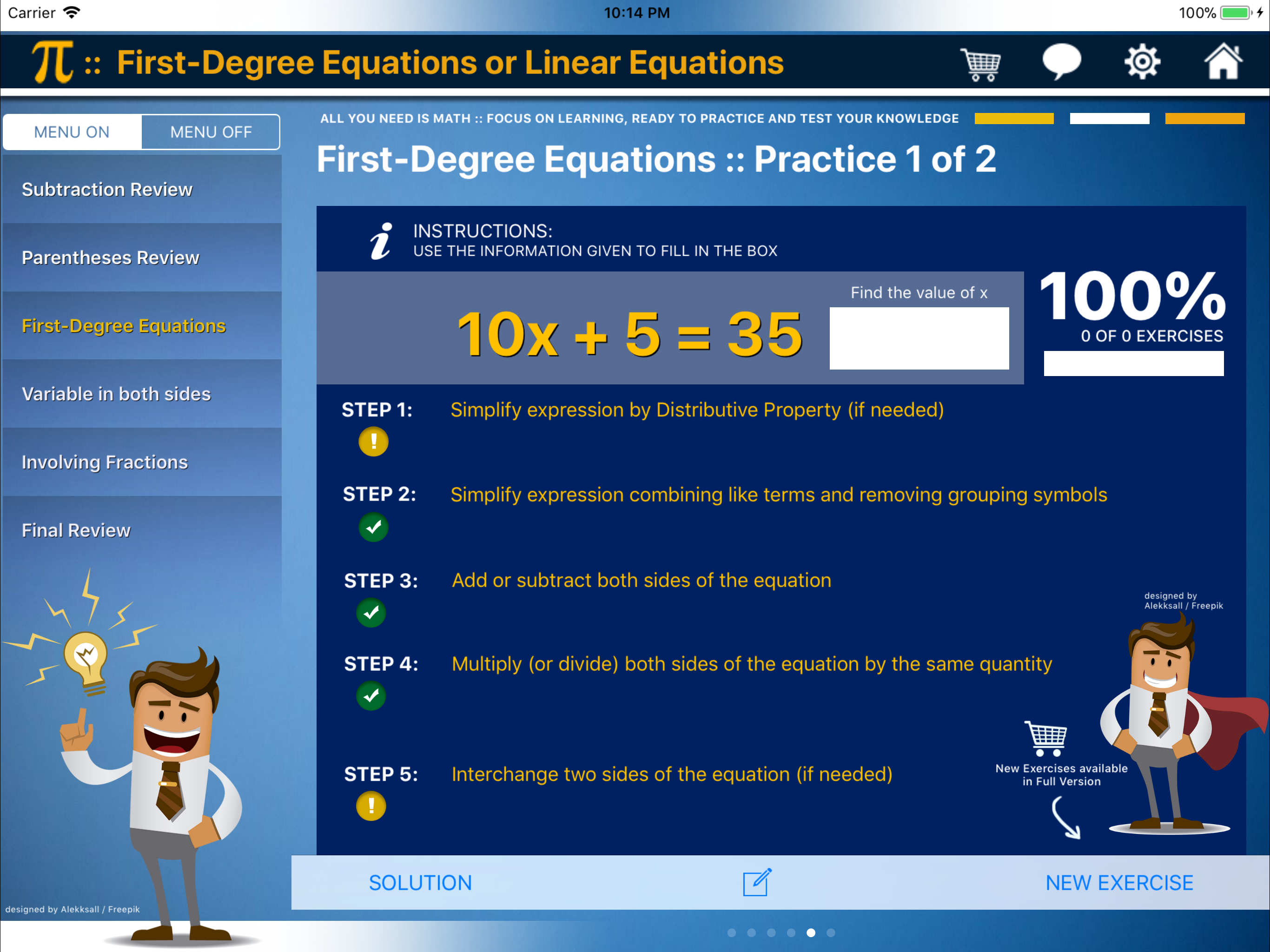 First Degree Equation : ax+b=c screenshot 5