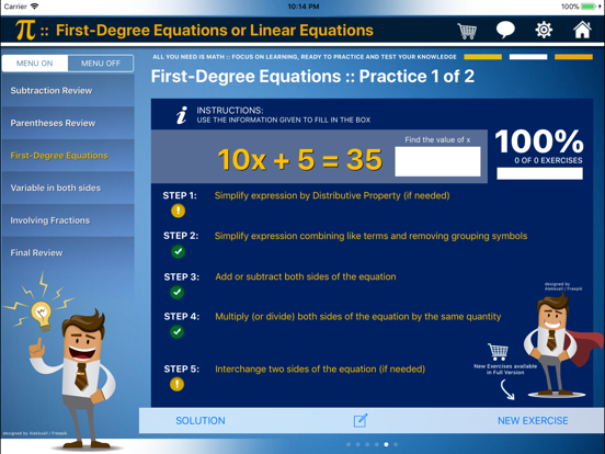 First Degree Equation : ax+b=c iPad screenshot