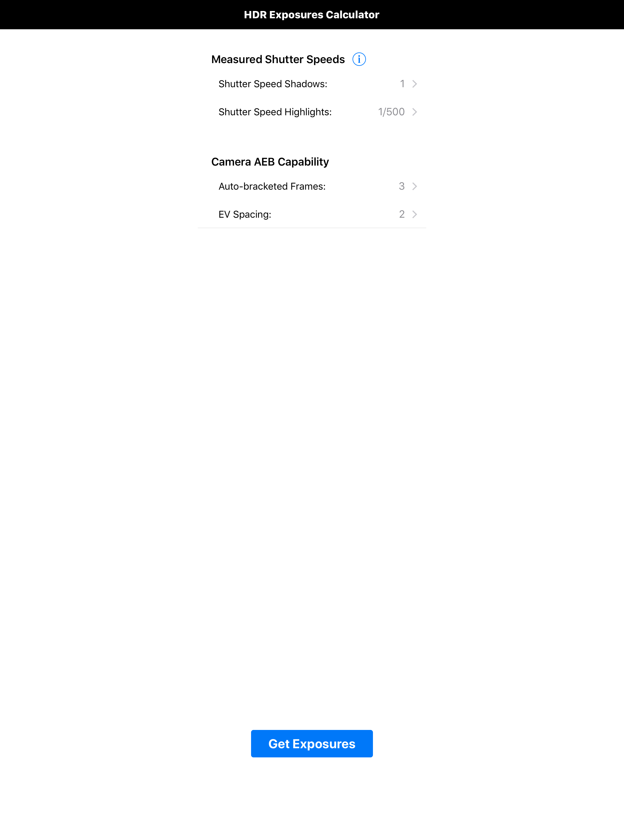 HDR Exposures Calculator screenshot 5