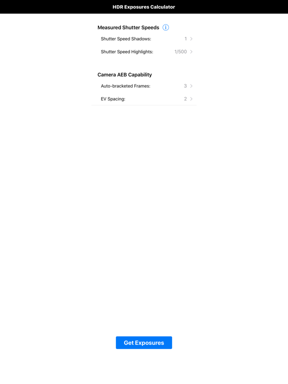 Screenshot #4 pour HDR Exposures Calculator
