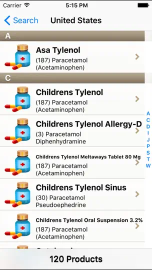 Capture d'écran de World Drugs DB sur iPhone 2