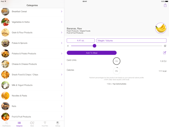 Food & Drink Carb Counter iPad screenshot 1 - Medical app