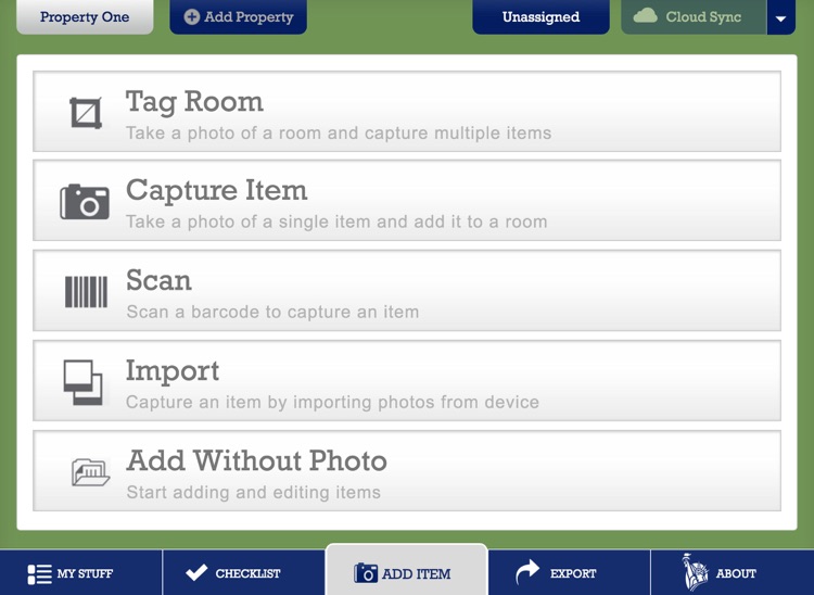 Liberty Mutual Home Gallery® - Household Inventory for iPad