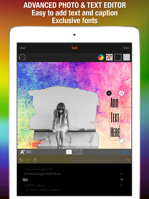 Shape Over Pic Cool Text & Photo Editor - Adding overlay silhouette symbol mask to picture iPad screenshot 5 - Photo & Video app