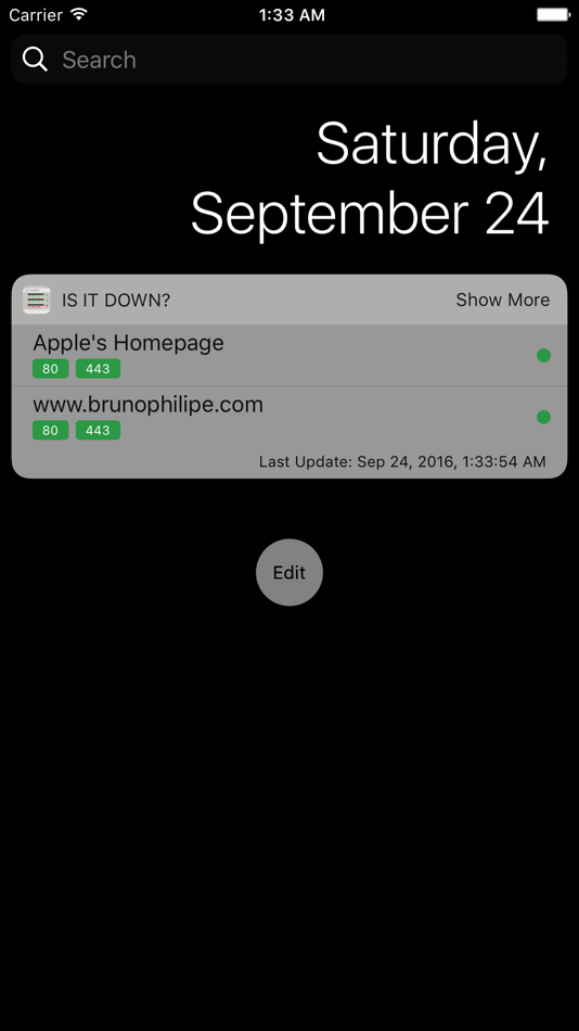 #2. Is It Down? – Uptime Checker Widget (iOS) 由: Bruno Philipe Resende Silva