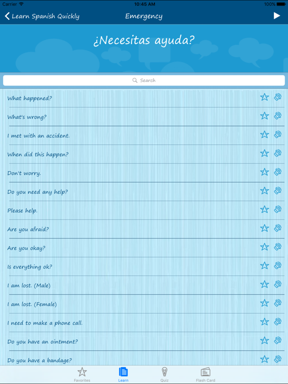 Screenshot #5 pour Learn Spanish Quickly - Phrases, Quiz, Flash Card
