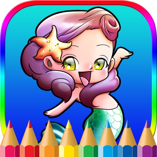 Mermaid Princess Coloring Pages Kids Painting Game icon